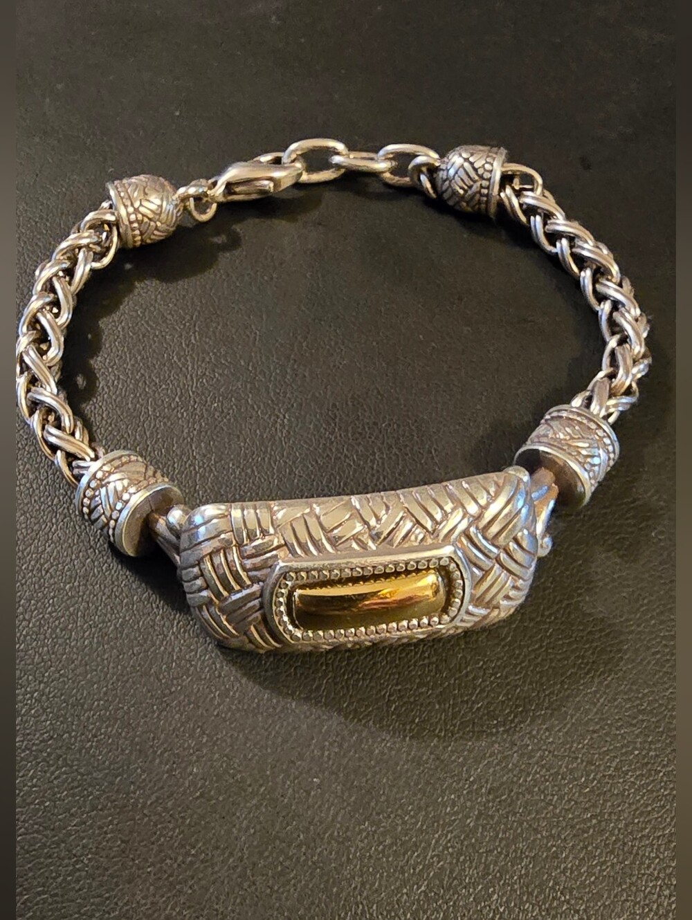 Brighton Bordeaux" two-tone baskTwo-Tone Braided Silver Bracelet with Gold